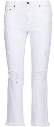 Roberto Cavalli Cropped Distressed Mid-rise Flared Jeans