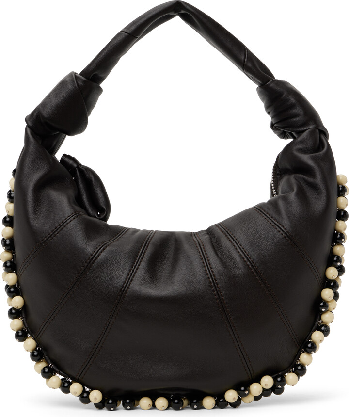 Lemaire Brown Beaded Mini Fortune Croissant Bag