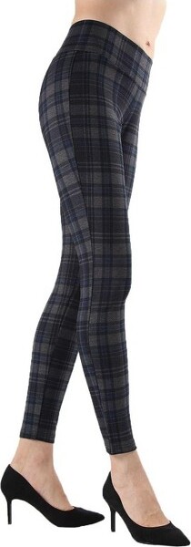 Me Moi MemoiWomen'sGeoPlaidShapingLeggingsNavyS-M