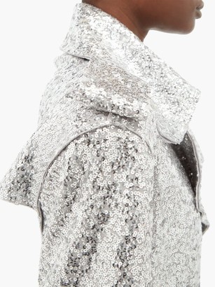 Norma Kamali Sequinned Double-breasted Trench Coat - Silver