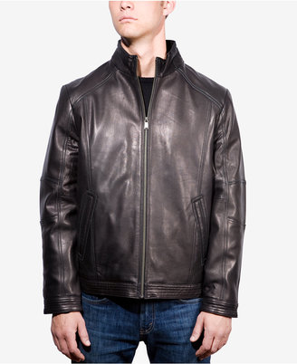 Boston Harbour Men's Leather Stand-Collar Bomber Jacket