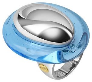 Masini Vanita' - Blue Sterling Silver Oval Ring