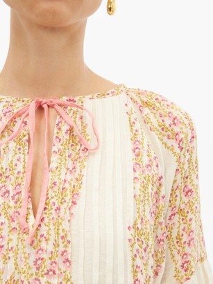 D'Ascoli Meadow Floral-print Cotton Blouse - Pink