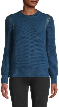 Ferragamo Leather-Trim Cashmere-Blend Sweater