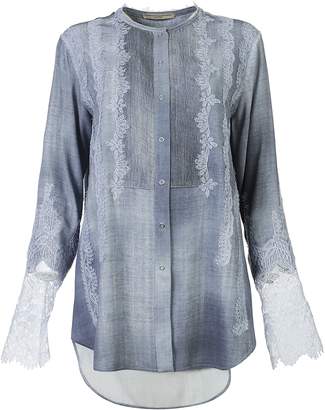 Ermanno Scervino Lace Panel Collarless Shirt