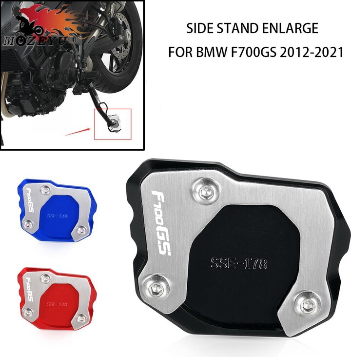 MOZEYU Motorcycle F700 GS Foot Side Stand Enlarger Plate Kickstand Enlarge Extension For BMW F700GS F 700GS F 700 GS 2013 2014 - 2019