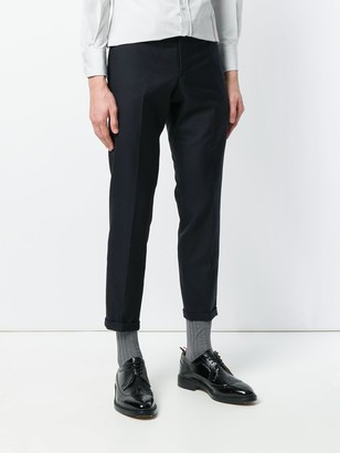 Thom Browne Engineered Striped Side Seam Solid Wool Twill Skinny Trouser
