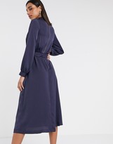 Thumbnail for your product : Closet London high neck belted midi dress in navy