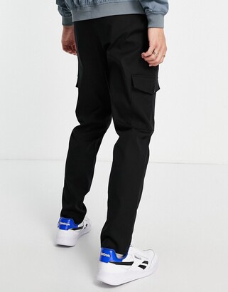 Selected slim tapered cargo trousers in black - ShopStyle Chinos & Khakis
