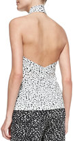Thumbnail for your product : Robert Rodriguez Silk Chalk-Print Halter Top