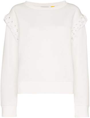 Moncler braided sleeve cotton blend sweatshirt