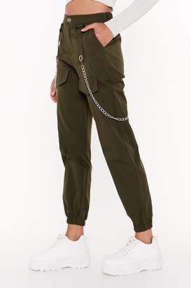 Nasty Gal Womens Touch and Cargo High-Waisted Chain Trousers - Green - M