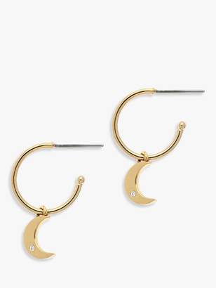 Melissa Odabash Swarovski Crystal Crescent Moon Hoop Drop Earrings, Gold