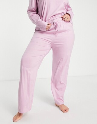ASOS Curve ASOS DESIGN Curve mix & match cotton pyjama pants in pink - PINK