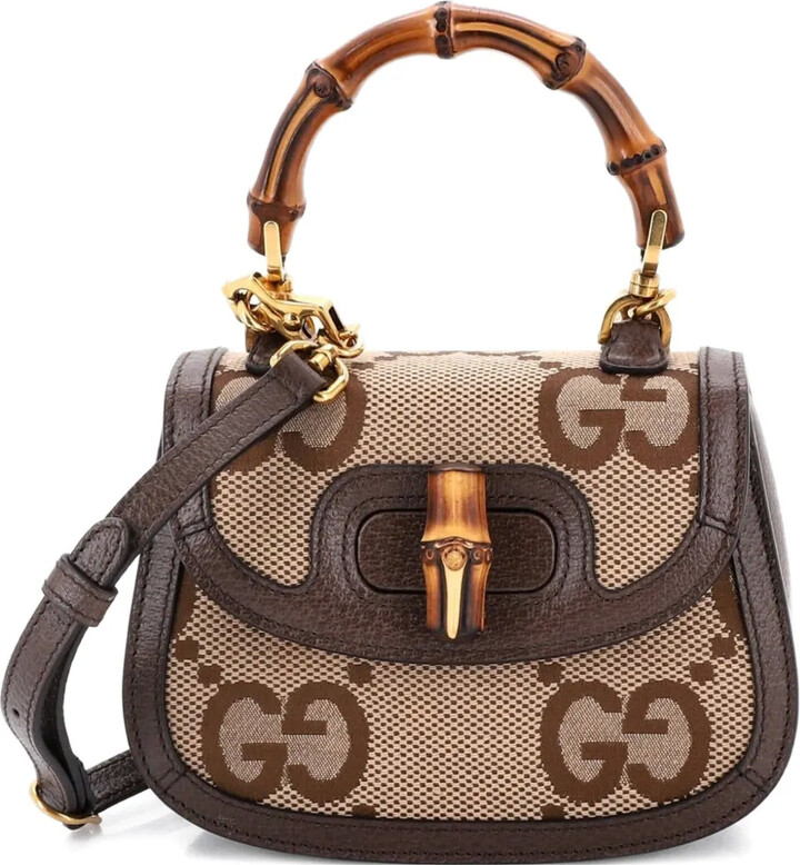 Gucci Pre-Owned Bamboo 1947 Top Handle Bag Jumbo GG Canvas Mini crossbody bag