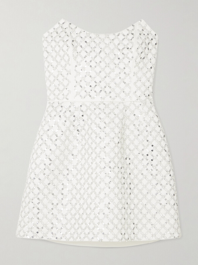 Rebecca Vallance Alix Embellished Twill Mini Dress - Ivory
