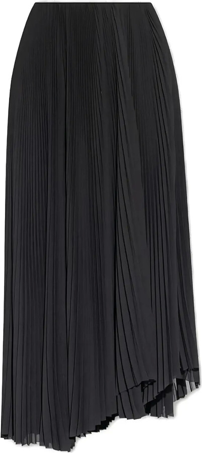 Balenciaga Pleated Asymmetric-Hem Midi Skirt