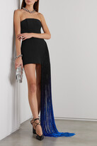 Thumbnail for your product : David Koma Strapless Fringed Stretch-cady Mini Dress - Black