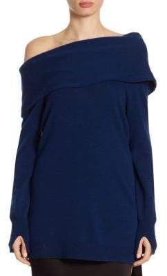 Halston Foldover Off-The-Shoulder Sweater