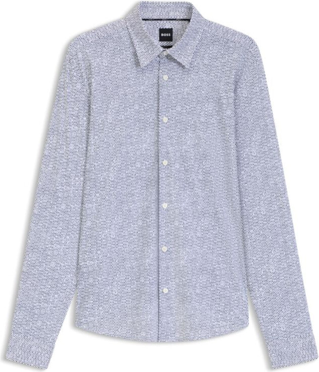 HUGO BOSS Slim-fit shirt in printed performance-stretch jersey