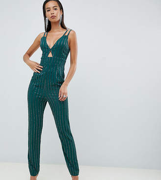 ASOS DESIGN Tall cami jumpsuit with peg leg and cut out in scatter embellishment