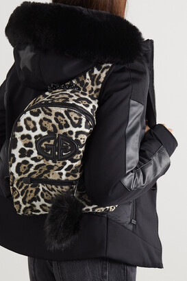 Goldbergh Handy Faux Fur And Leather-trimmed Leopard-print Shell Backpack