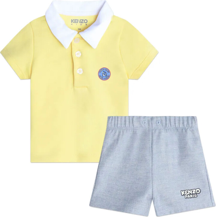 Logo-Print Mélange-Effect Short Set