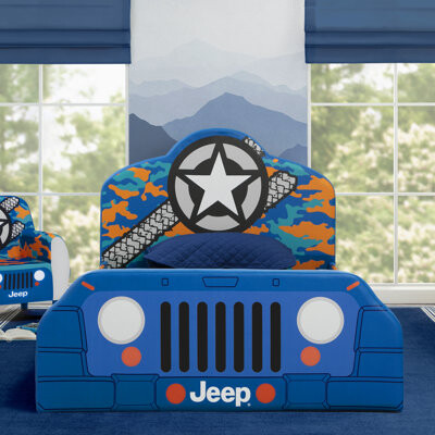 Delta Children Jeep Upholstered Twin Bed By Delta Children, Blue