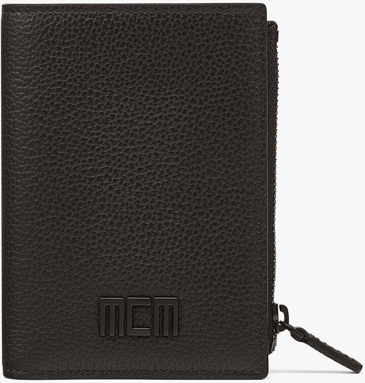 Mcm Aren Snap Wallet in Embossed Monogram Leather, Black