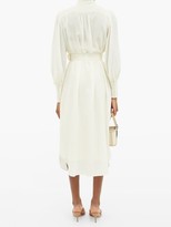 Thumbnail for your product : Zimmermann Belted Pussy-bow Silk Shirt Dress - Ivory