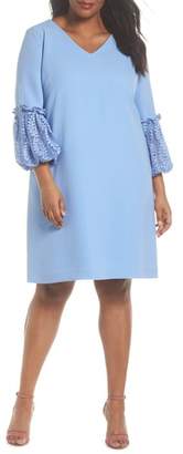 Tahari Lace Bell Sleeve Shift Dress