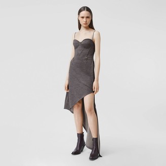 Burberry Asymmetric Technical Wool Corset Dress