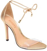 Thumbnail for your product : Schutz Josseana Ankle-Tie Metallic Leather Sandals