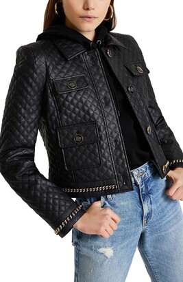 River Island Quilted Faux Leather Jacket - ShopStyle
