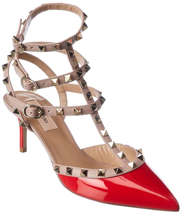 Valentino Rockstud Caged 65 Patent Ankle Strap Pump - ShopStyle