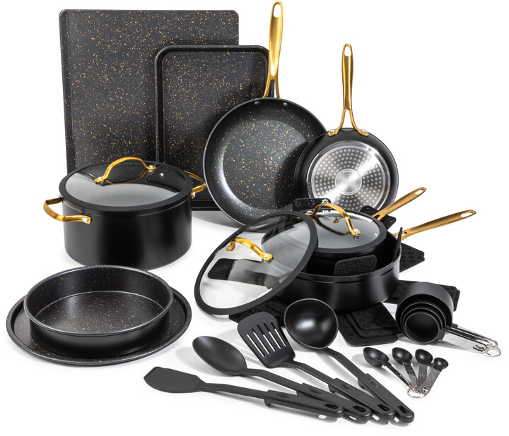 Thyme & Table Non-Stick Cookware & Bakeware, Gold, 28-Piece Set