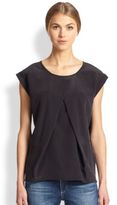 Thumbnail for your product : AG Adriano Goldschmied Rowan Silk Pleat-Front Top