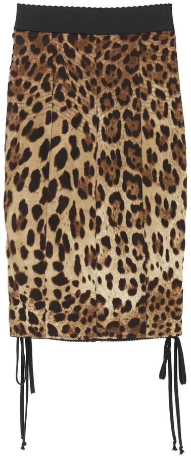 dolce gabbana leopard midi skirt