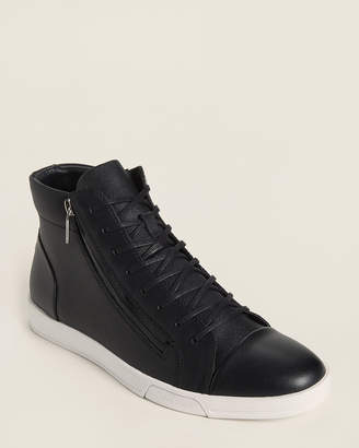Calvin Klein Black Berke Saffiano High-Top Sneakers