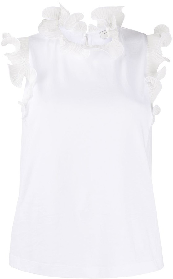 white ruffle vest top