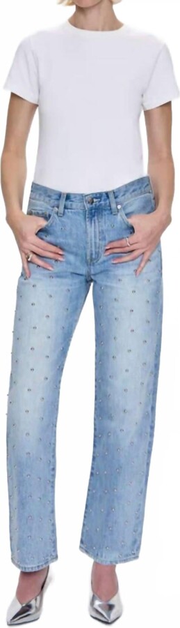 Pistola Denim Lexi Mid Rise Bowed Studded Denim Jeans In Aries