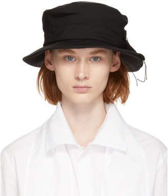 Y's Ys Black Gabardine Side Pleat Hat