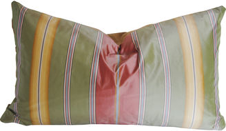 One Kings Lane Vintage Custom Silk Stripe Pillow, Green/Pink