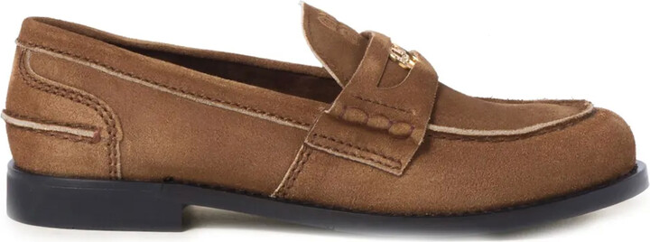 Miu Miu Coin-Plaque Suede Loafers