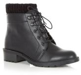 Thumbnail for your product : New Look Black Leather-Look Knitted Cuff Lace Up Boots