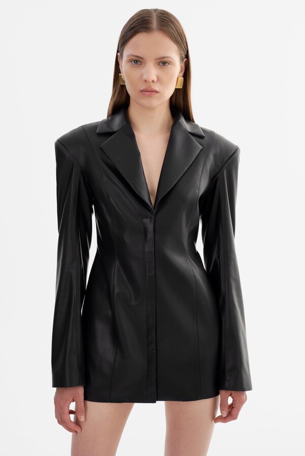 Benedetta | Faux Leather Blazer Dress