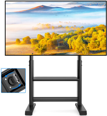 Rfiver Heavy Duty Rolling Tv Stand With Hidden Wheels For 55-100 Inch Large Tvs