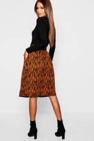 Thumbnail for your product : boohoo Woven Tie Waist Tiger Print Midi Skirt