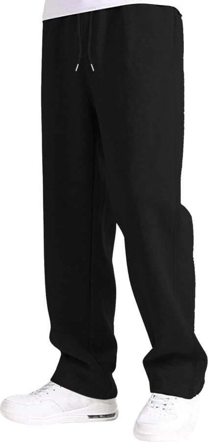 Men Fleece Lined Thermal Thick Trousers Athletic Pants Loose Winter Warm  Joggers