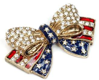 Sweet Romance Patriotic USA American Flag Bow Pin